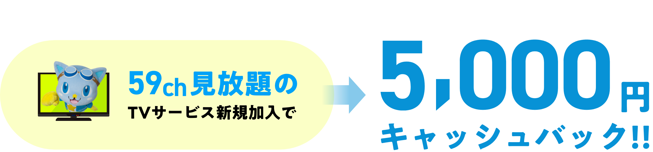59ch見放題のTVサービス新規加入で5000円キャッシュバック！！
