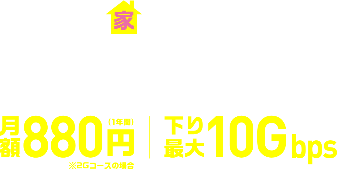 あなたのお家もまるごと!つないじゃえ!! 月額880円(1年間) 下り最大10Gbps