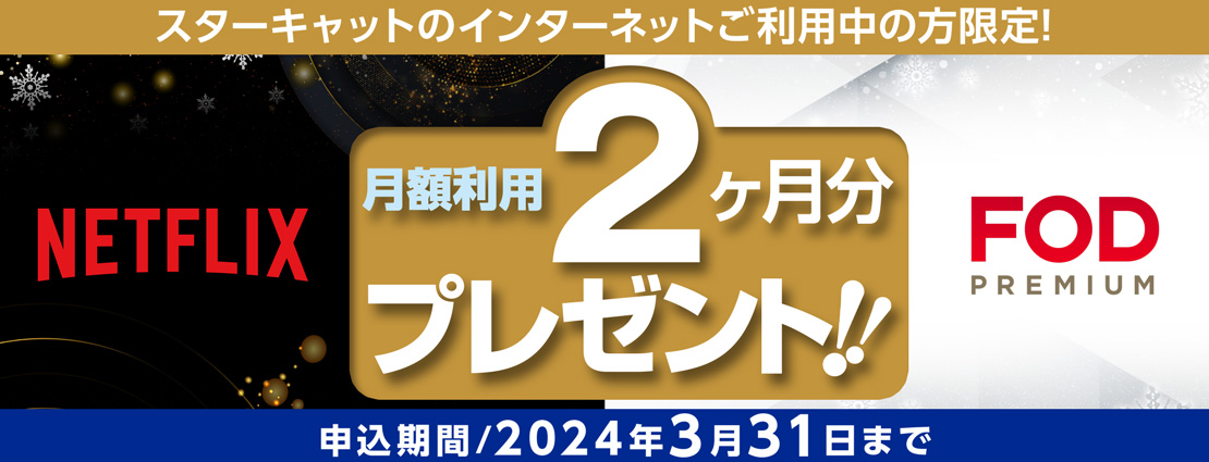 Netflix＆FOD2か月分プレゼント！【期間: 2023年12月1日(金)～2024年3月31日(日)】